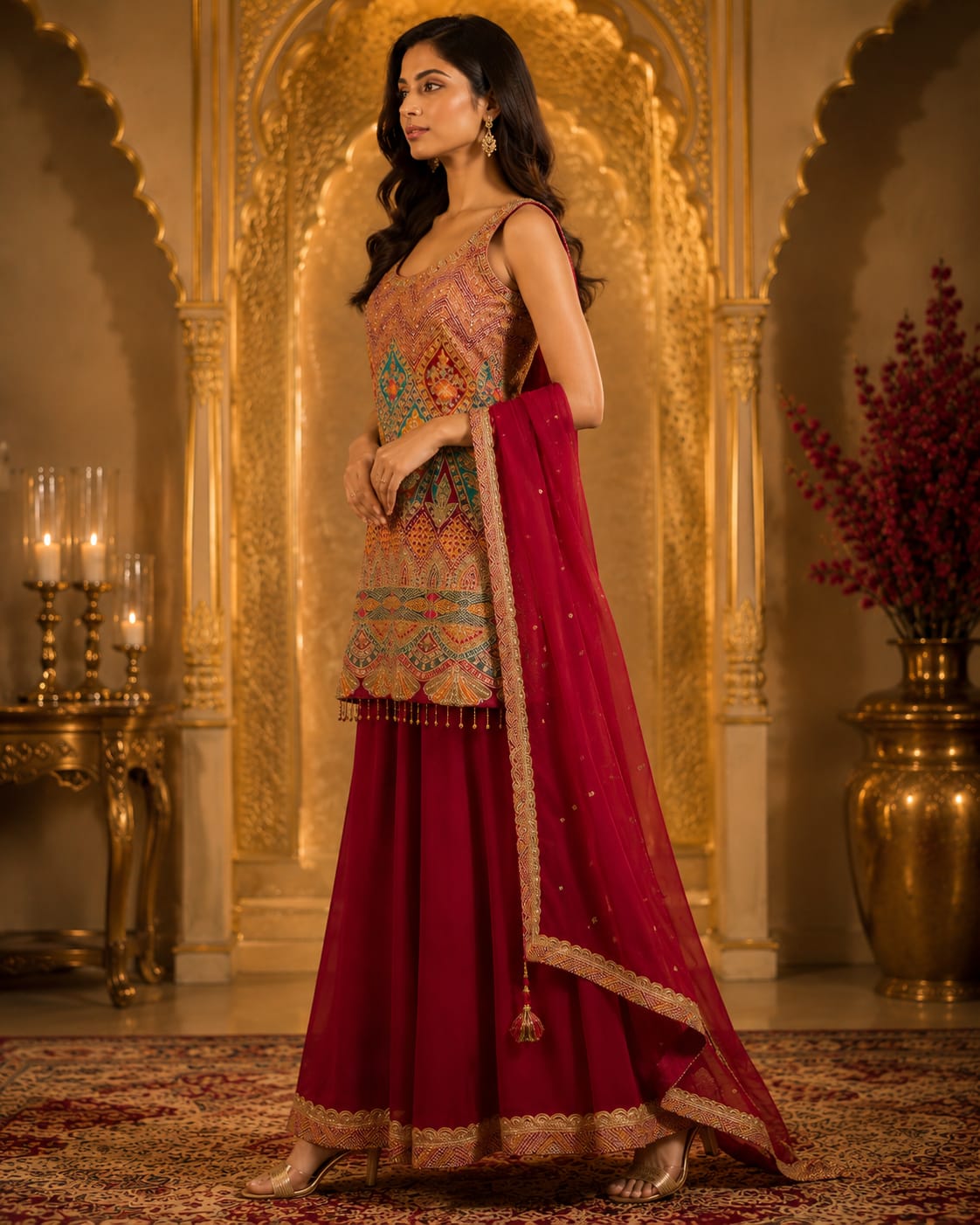 Maroon Royale Embroidered Palazzo Set