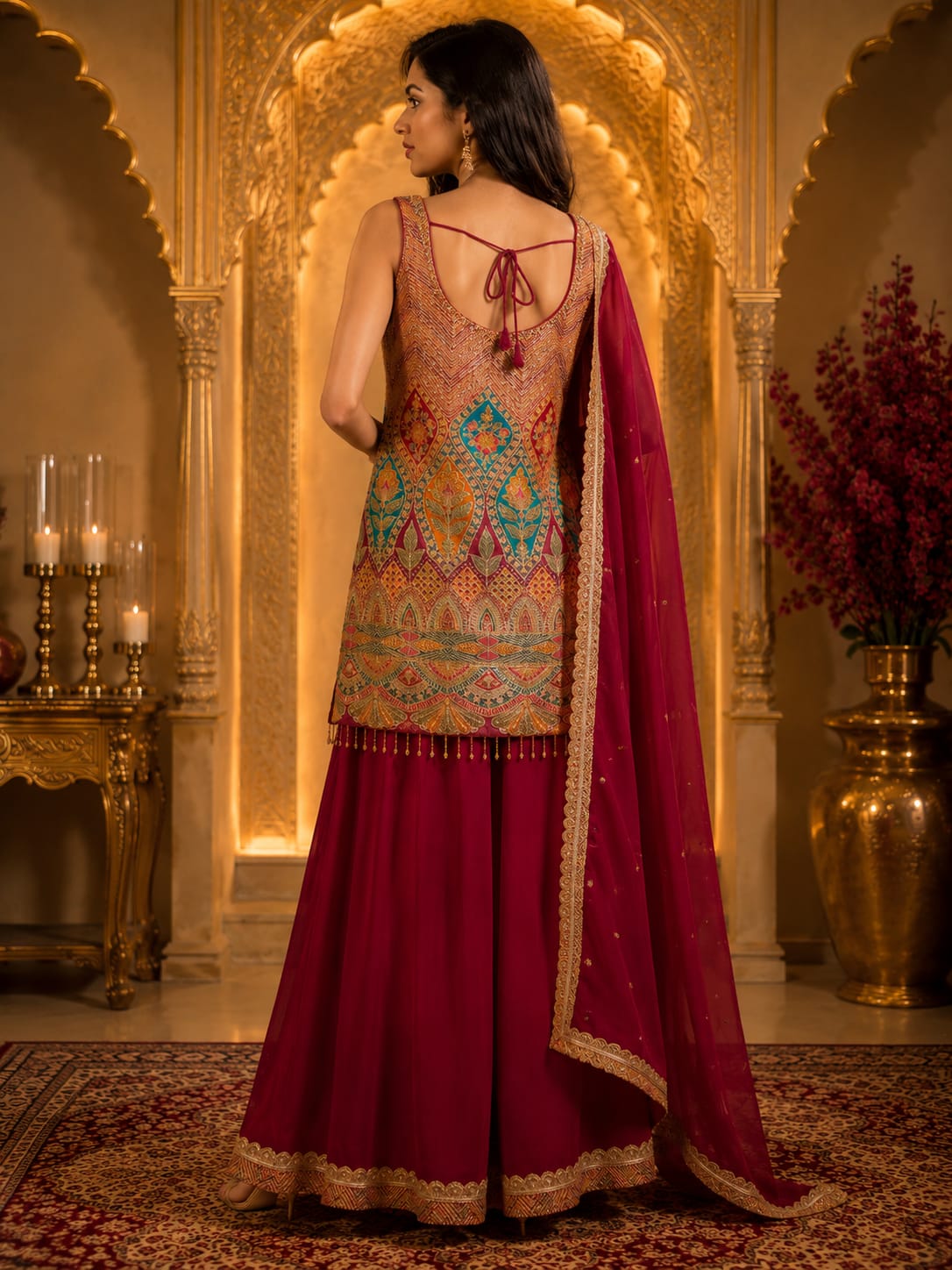 Maroon Royale Embroidered Palazzo Set
