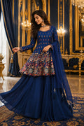 Sapphire Blossom Embroidered Palazzo Set